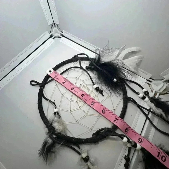 Black Handmade Dream Catcher With Feathers Beads - Picture 2 of 2